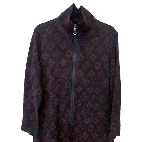 Regancy Total Fashion Midi Dress Womens Large 10/12 Black wRed Geometric Print - Picture 10 of 15